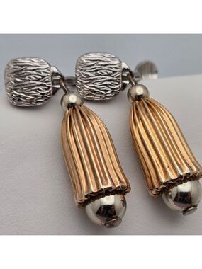 Monet Two-Tone Clip-On Drop Earrings Gold & Silver Textured